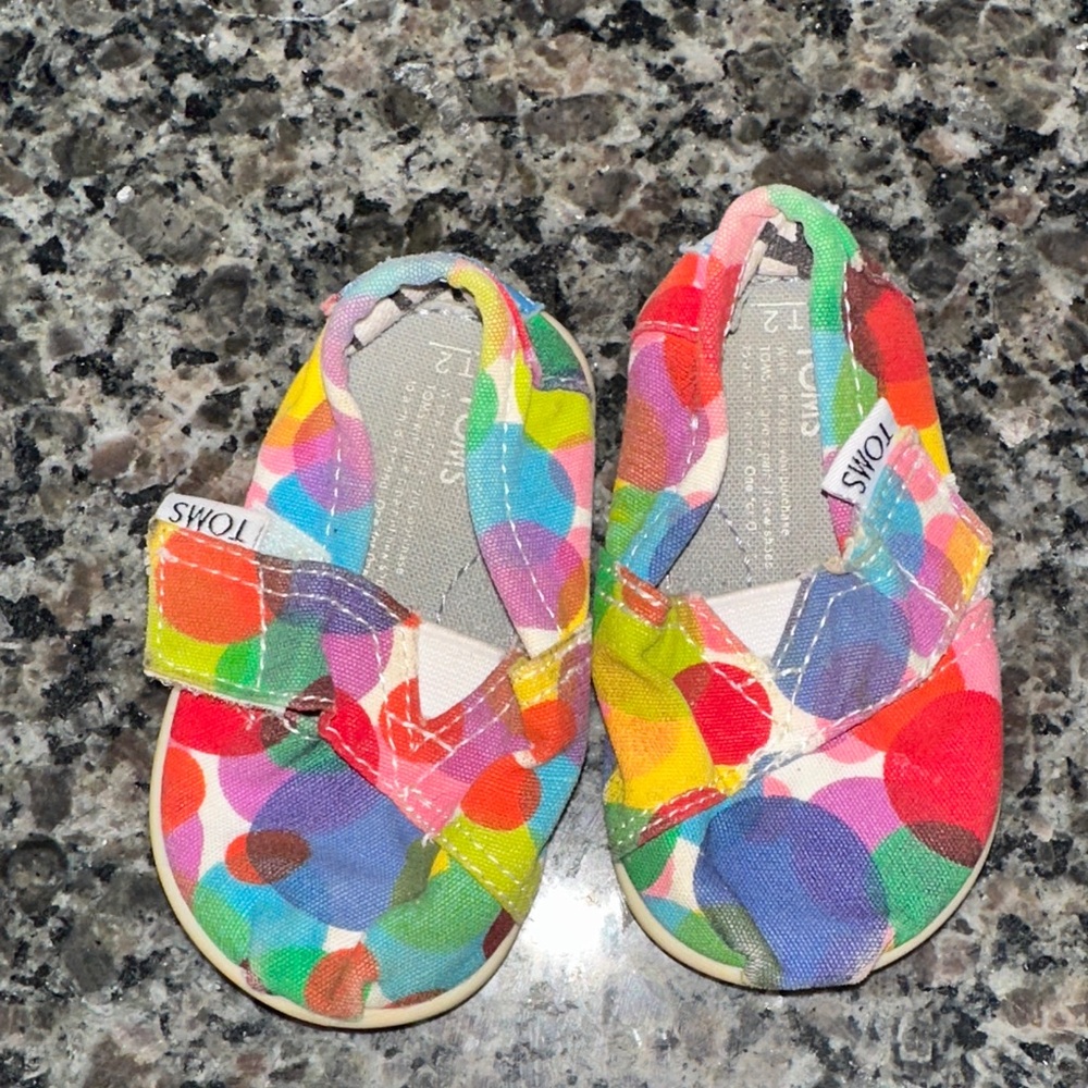 Toms Kids Multicolor Polka Dot Canvas Slip-On Shoes